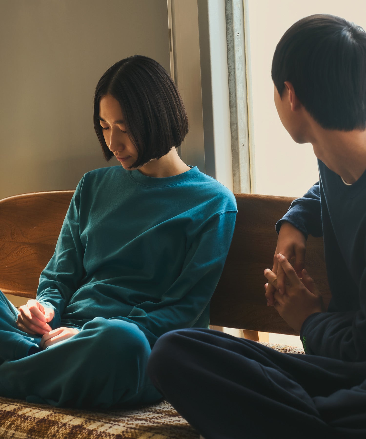 ストレッチ ベーシックTシャツ(長袖)ネイビー